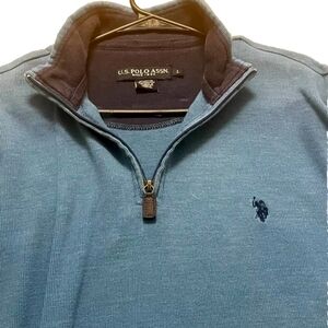 US Polo Assn 1/4 Zip Pullover Sweater Men’s Large Blue Long Sleeve